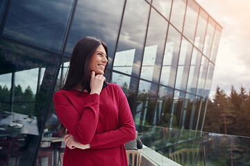 Image showing business woman portrait  with protective mask