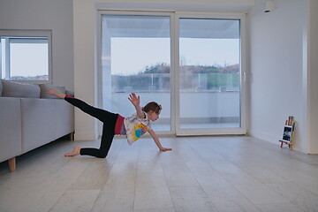 Image showing girl online education ballet class at home