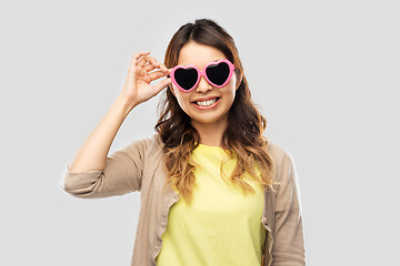 Image showing asian woman in heart-shaped sunglasses