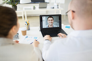 Image showing business team having video conference at office