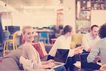 Image showing Startup Business Team At A Meeting at modern office building