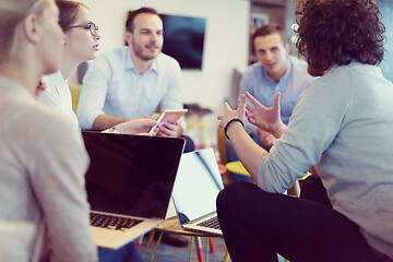 Image showing Startup Business Team At A Meeting at modern office building