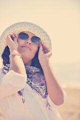 Image showing happy young woman on beach