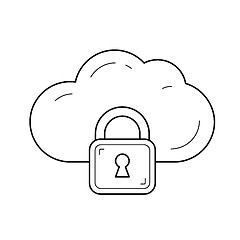 Image showing Internet cloud data protection line icon.