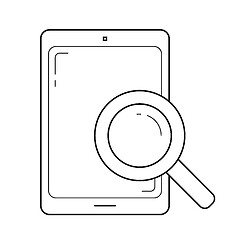 Image showing Document search on tablet line icon.