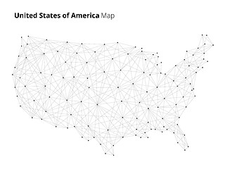 Image showing USA map in blockchain technology network style.