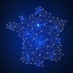 Image showing Polygon France map on blockchain hud banner.