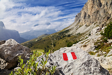 Image showing Trail mark on a stone