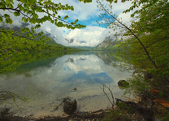 Image showing Bohinjsko jezero between mountains in Slovenia