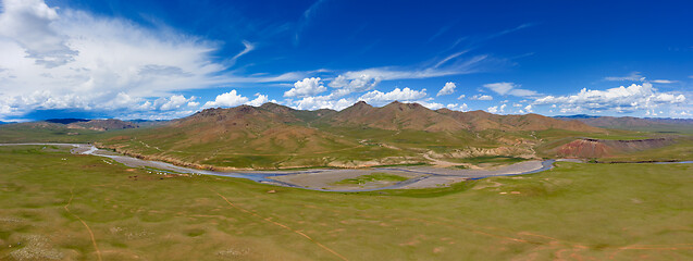 Image showing Aerial view of Orkhon valley Mongolia