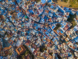 Image showing Aerial of famous blue city Chefchaouen