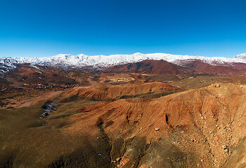 Image showing Aerial panorama of Atlas Mountains