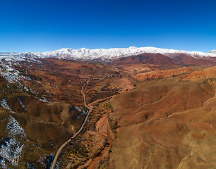 Image showing Aerial view on road in Atlas Mountains