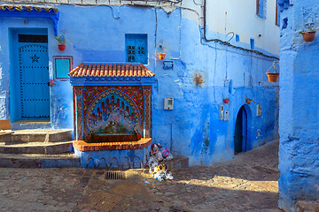 Image showing Public fountain in medina of Chefchaouen