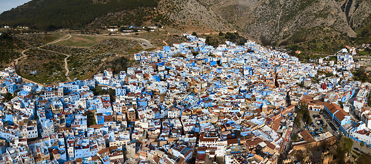 Image showing Aerial of famous blue city Chefchaouen