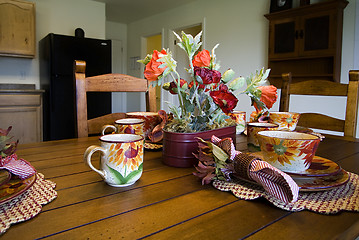 Image showing Close up on a setup dinner table