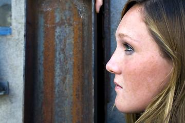 Image showing Close up on a Girl with Grunge Background