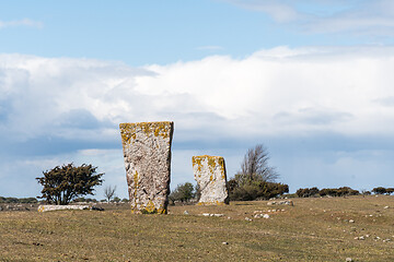 Image showing Standing stones in a graveyard from the iron age