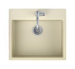 Image showing Kitchen sink and faucet, top view