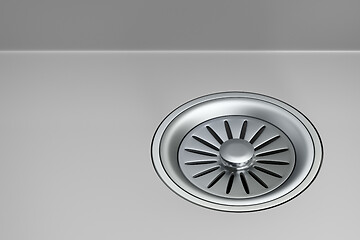 Image showing Sink strainer with stopper on gray sink