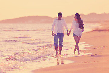 Image showing young couple  on beach have fun