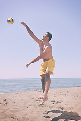 Image showing male beach volleyball game player