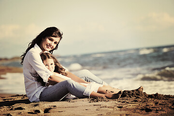 Image showing mom and daughter portrait on beach