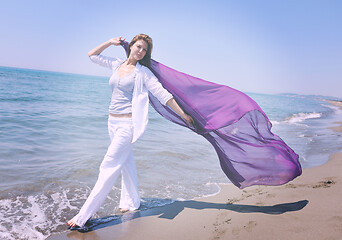 Image showing young woman relax  on beach