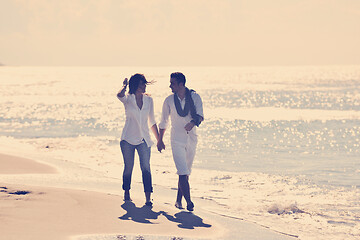 Image showing happy young couple have fun at beautiful beach