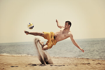 Image showing male beach volleyball game player