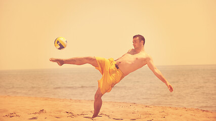 Image showing male beach volleyball game player