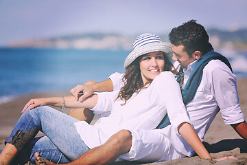 Image showing happy young couple have fun at beautiful beach