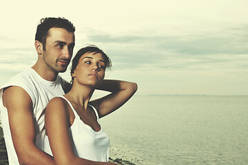 Image showing happy young couple have fun at beautiful beach