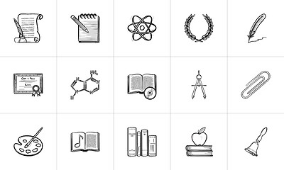 Image showing Education hand drawn sketch icon set.