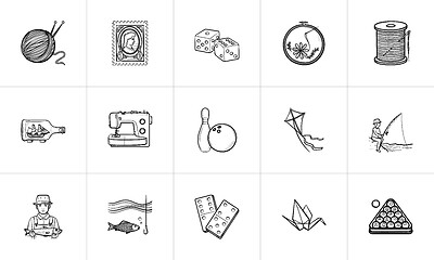 Image showing Hobby hand drawn sketch icon set.