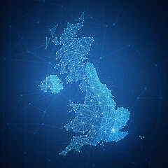 Image showing Polygon United kingdom map on blockchain banner.