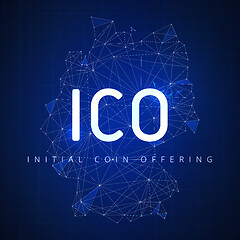 Image showing ICO initial coin offering banner with Germany map.