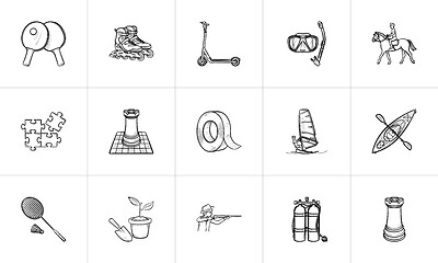 Image showing Hobby hand drawn sketch icon set.