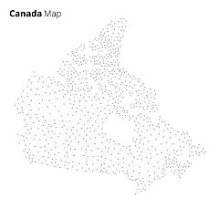 Image showing Canada map in blockchain technology network style.