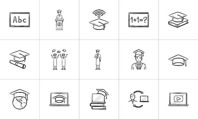 Image showing Education hand drawn sketch icon set.