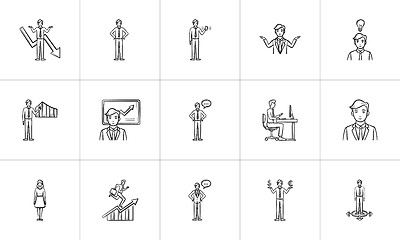 Image showing Business hand drawn sketch icon set.