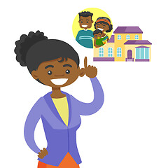 Image showing Woman planning her purchase of a family house.