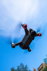 Image showing toy drone blue sky background 