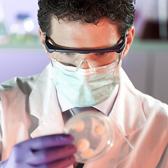Image showing Scientist working in corona virus vaccine development laboratory research facility.