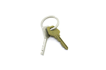 Image showing Keys on the ring isolated on white 