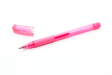 Image showing Pink gel pen with a cap on a white background