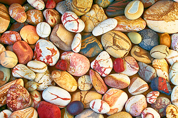 Image showing Set of beautiful colorful stones with different pattern polished