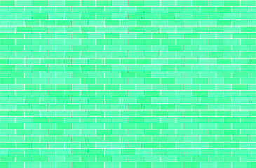 Image showing Green brick wall, abstract seamless background