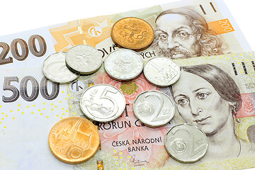 Image showing Czech money, banknotes and coins