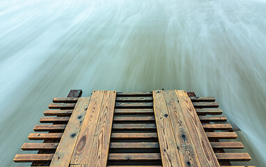 Image showing Broken pier and surf washed out with long exposure